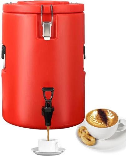 HYQNG Isolierter Getränkespender aus Edelstahl, 5/15/20/30/40/50 l Thermo-Spender für heiße und kalte Getränke mit Zapfengriff, lebensmittelecht für heißen Tee, Kaffee, Wasser, Getränkeladen 5L