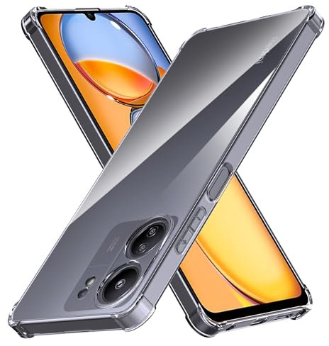 Anoowkoa TPU Case for Xiaomi Redmi 13C/Redmi 13C 4G/Poco C65 Phone Case Clear with Built-in Camera Lens Protector Thin Transparent Protective Back Cover Soft Flexible Bumper Hybrid Silicone Case