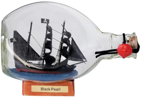 FLADO Black Pearl Schiff in Einer Flasche Modell, Bootsmodell in Dreiecksflasche, fertiges Modellschiff in Einer Glasflasche (16,5 * 9 * 10,5 cm)