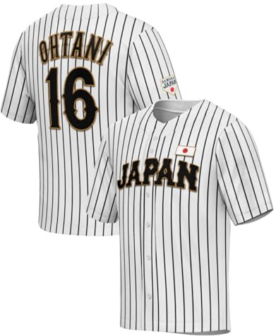 GHOSTWEAR Herren Trikot #16 Japan Baseball Trikots Hip Hop Short, Weiss/opulenter Garten, XXL