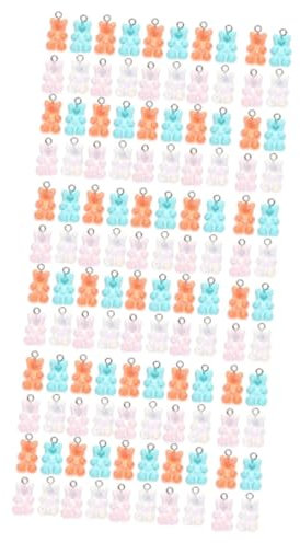 VILLCASE 120pcs Bear Beads Charm Pendants Resin Jewelry Connectors Charm Bracelet for Diy Crafting