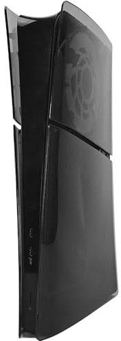 Szaerfa Plaques de Protection de Console pour PS5 Slim,Plaques latérales de Remplacement Anti-Rayures pour Sony PlayStation 5 Slim Face de Protection Accessoires (Digital Edition-Noir Transparent)