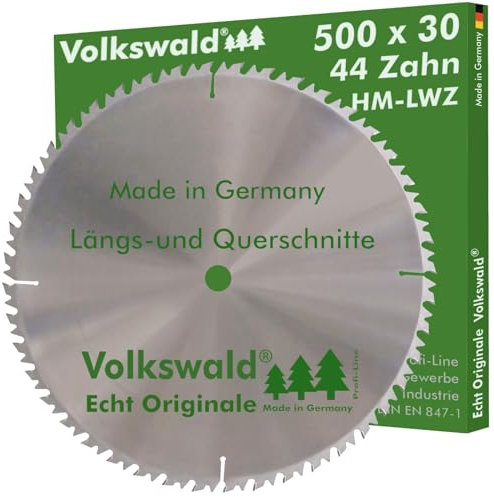 Volkswald ® HM-Sägeblatt LWZ 500 x 30 mm Z= 44 Kreissägeblatt Wechselzahn Präzisions-Sägeblatt mit Spanabweiser für Hartholz Naturholz Brennholz Leimholz Kappsäge Wippsäge Tischkreissäge