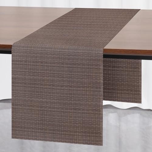 Myir JUN Tischläufer Tischläufer Modern PVC abwaschbar Outdoor | Hitzebeständig für Häuser Esszimmer Restaurants Hotels Party Tischdeko Dekoration 30 x 240 cm (Brown 2)