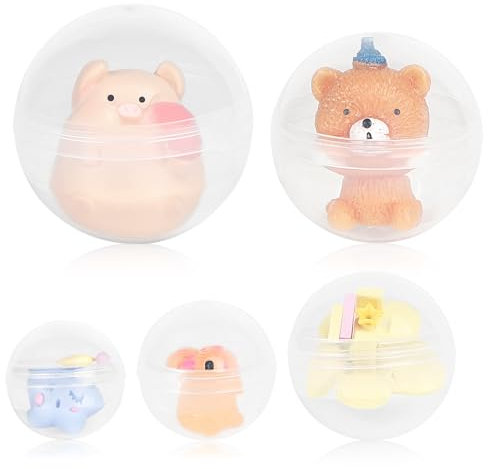 LALAGO 50 Stück Kunststoffkugel Transparent, Plastikkugeln Zum Befüllen, Kugeln Weihnachtskugel für DIY Dekorationen(Ø28mm*10/Ø32mm*10/Ø35mm*10/Ø38mm*10/50mm*10)