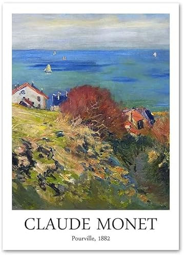 DWJOJ LJQIA Monet Leinwand-Poster, Meereslandschaft, Wandkunst, Monet Gemälde und Drucke, klassisches Vintage-Bild für Schlafzimmer, Wohnzimmer, Dekoration, 50 x 70 cm, ohne Rahmen