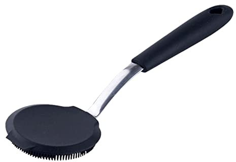 HZling Cleaner Brush Silicone Pot Scrub Dishwashing Brush Kitchen Supplies Silicone Cleaning Brush Silicone Brush Dish Brush Cleaning Utensils Bath Cleaning Brush (Black, One Size)