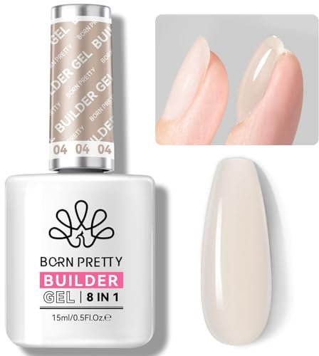 BORN PRETTY 15ML Colle à Faux Ongles 8 EN 1, Gummy Base Gel Pose Américaine, Versatile Nude Nail Glue pour Extension d'ongles et Apex Builder, Colle Ongle Capsule UV/LED pour Nail Shaper Renforçateur
