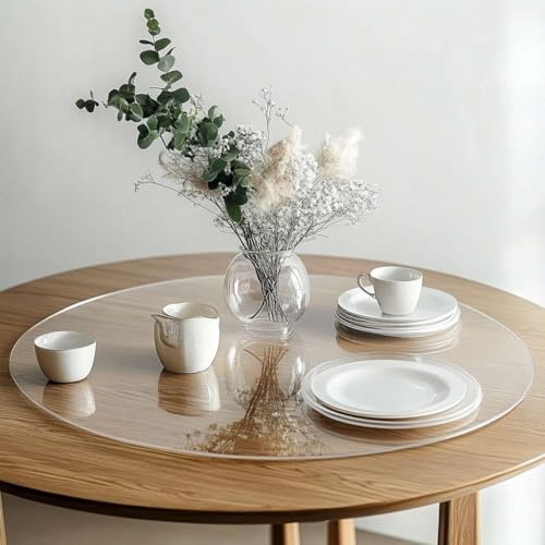 Round Clear PVC Table Protector, Heat Resistant & Waterproof, Clear (Round 60cm)