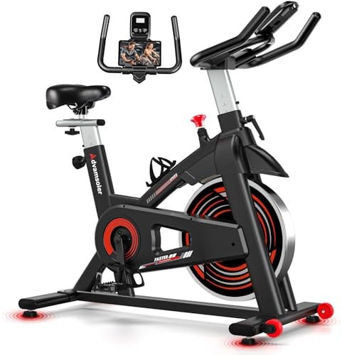 Advamsoler Exercise Bike for Home Gym Use, Indoor Cycling Spin Bike with LCD Display & Tablet Holder, Quiet Stationary Bike for Fitness Cardio Workout