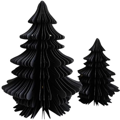 Albero di Natale in carta, 2 pezzi, albero di Natale pieghevole in carta, ornamenti natalizi in carta, centrotavola, albero di Natale multistrato per centrotavola, 30 x 20 x 3 cm