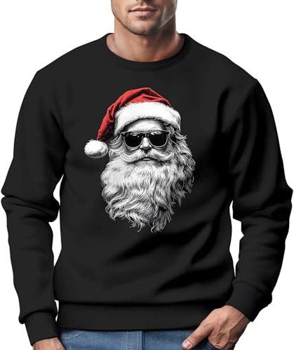 MoonWorks® Sweatshirt Herren Weihnachtspullover Aufdruck Cooler Santa Weihnachtsmann Weihnachtsoutfit Männer