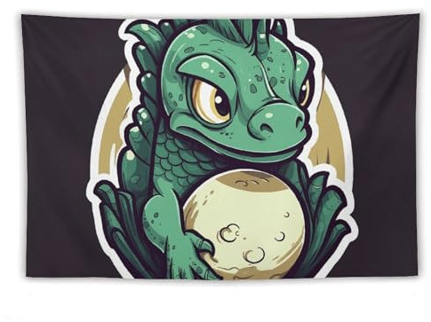 KLWQR Little Green Dragon's Egg Tapisserie, Wandbehang, moderner Hintergrund, Poster, ästhetisches Kunstwerk, Wandkunst für Partydekoration, Zuhause, Schlafzimmer, Wohnzimmer, Studentenwohnheim, 152,4