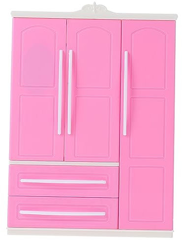 Abaodam 1stk Puppenkleiderschrank Puppenmöbel Kleine Hausbedarf Puppenspielzeug Möbel Schrank Kleiderschrank Für Puppenkleider Mini-hausmöbelzubehör Puppengarderobe Puppenschrank Abs Rosa