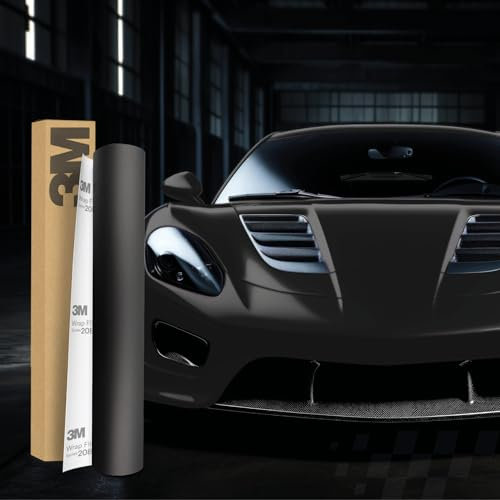 3M 2080 Car Wrapping Folie Selbstklebende Autofolie für Auto Motorrad Boot 3D Lackschutzfolie mit Luftkanälen zum Folieren (M12 Matte Black, 50 x 152cm)
