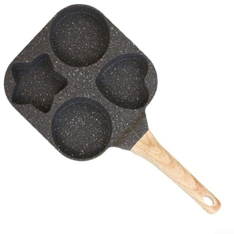 Batterie de cuisine antiadhésive en fer lourd à quatre trous pour la préparation des œufs et des hamburgers (noir)