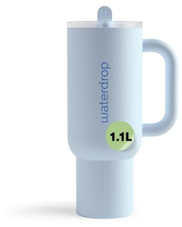 waterdrop® Botella Agua Acero Inoxidable 1.1 Litros - Thermo Conserva el Frío 12 Horas - con Pajita - Taza Térmica - Botella Térmica - Vaso Térmico