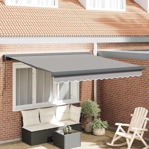 QJBSAVVA Klemmmarkise 300x250 cm Hellgrau einziehbar Stoff und Metall für Garten Terrasse Balkon Modernes Design und robuster Sonnenschutz