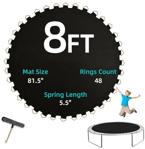 Trampoline Replacement Jumping Mat, 8ft 48 Rings Jumping Cloth Trampoline Jumping Pad for Gym Outdoor