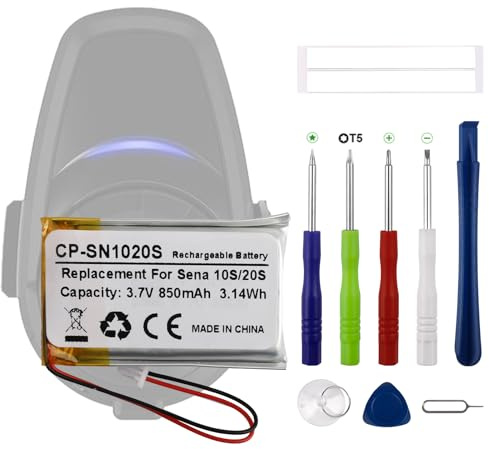 Swark 850mAh Neu CP-SN1020S Akku Ersatz Kompatibel mit Sena 10s 20s 20s EVO Bluetooth-Headset Ersatzbatterie mit aktualisiertem Reparaturwerkzeugsatz