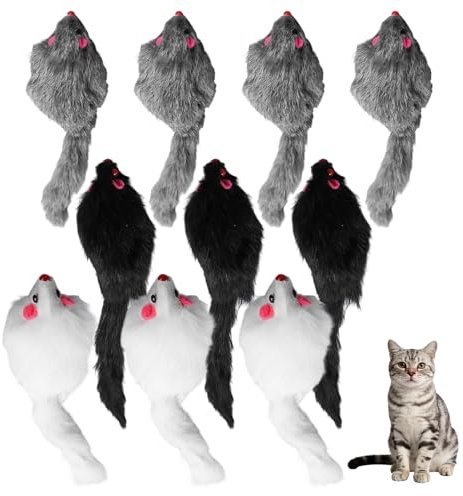 Horktrust Lot de 10 Souris Jouets pour Chats – Jouets pour Chat avec Son & Herbe à Chat, Adaptés à Toutes Les Races, Matériaux sans Danger, Couleurs Assorties