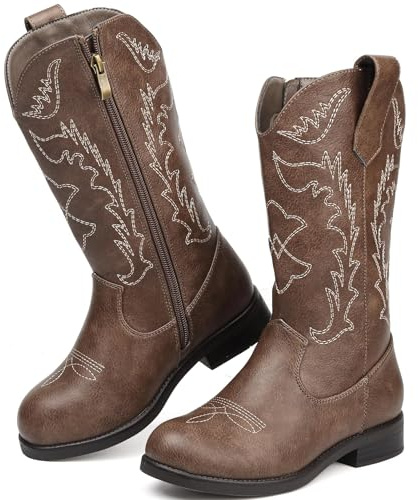 Bravover Stivali da cowboy per ragazze - Stivali da cowgirl, Marrone scuro, 27 EU