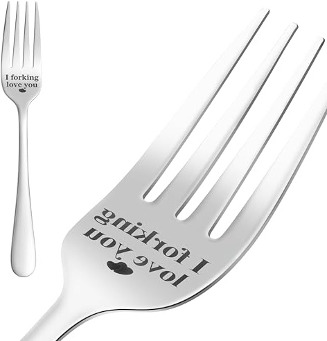 1 Set Stainless Steel Engraved Fork, I Forking Love You, Personalized Letter Dinner Fork, with Black Gift Box, for Birthday, Wedding, Valentine Gifts