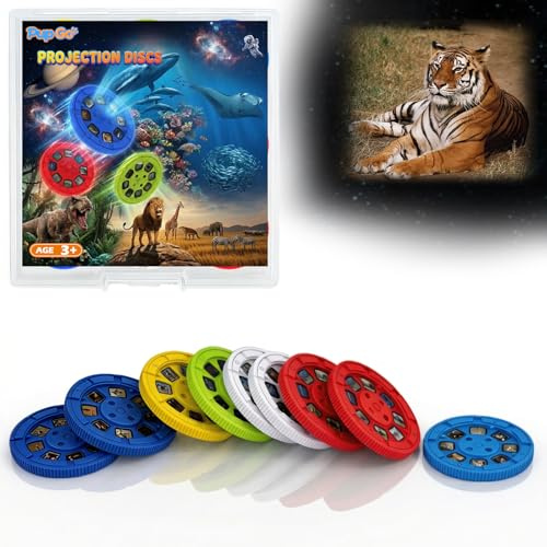 Pup Go Projection Discs Set for Kids Age 3 4 5 6 7 Years, 9 Discs 72 Images, 3 Themes: Wild Animals, Sea & Space, Boxed Set for Easy Storage, Ideal Accessories for Our Dinosaur Torch Projector