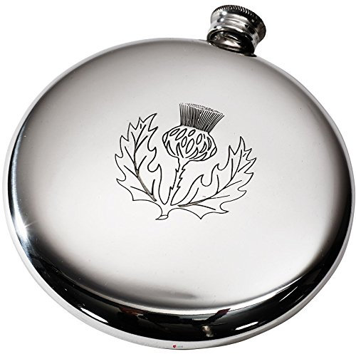 Round Hip Flask Scottish Sporran Flask Thistle 4oz Ideal for Engraving