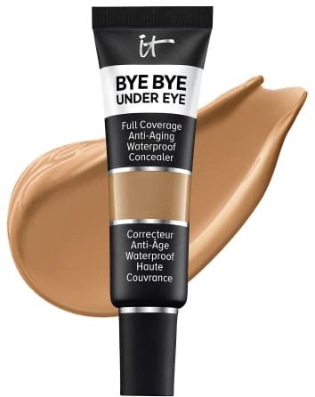 iT COSMETICS, Anti-Aging Concealer, hohe Deckkraft und wasserfest, Formel mit Peptiden, Kollagen und Hyaluronsäure, Bye Bye Under Eye, Farbton Tan Natural 33.5, 12 ml