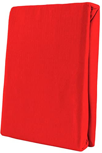 Leonado Vicent - Classic Spannbettlaken Bettlaken 100% Baumwolle Jersey Spannbetttuch in vielen Farben & Größen, Maße Spannbettlaken:200 x 200 cm - 200 x 220 cm, Farbe Spannbettlaken:Rot