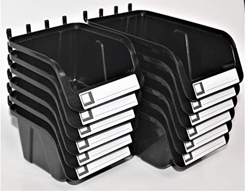 WallPeg Lot de 12 bacs à panneaux perforés – Crochets pour panneau perforé – Organisez le matériel, les accessoires, l'établi, le rangement de garage, la salle d'artisanat, l'abri de jardin (6 pièces