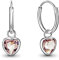 DTPsilver® KLEINE Creolen Ohrringe 925 Sterling Silber mit Kristall Herz - Mädchen - Dicke 1.2 mm - Durchmesser 12 mm - Farbe : leichter Amethyst