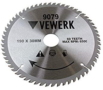 VEWERK Lame de scie circulaire TCT 190 mm x 30 mm x 60 dents pour Festool Makita 9079