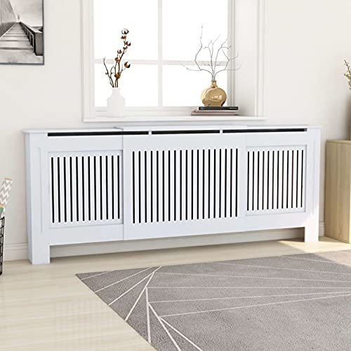 Tidyard Cache-radiateur MDF Couverture de Radiateur pour Salon ou Chambre à Coucher Blanc 205 cm