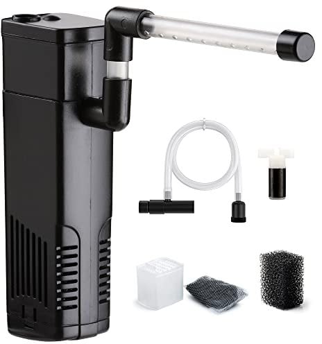 NICREW Filtro Acquario Interno Silenzioso e Potente, Filtro Interno Acquario con Flusso Massimo di 150L/H, Adatto per Acquario Fino a 20L