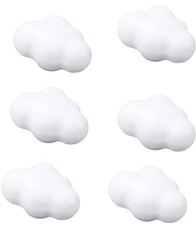 Semetall 6 Stück Keramik-Schrankknöpfe mit Wolkenform, Wolken-Kommodenknöpfe, niedliche Schrank-Türknäufe mit Schrauben für Schränke, Türen, Kommode, Küche und Schränke