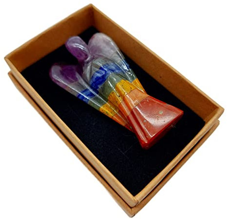 Schutzengel 7 Chakra Edelstein 5 cm Glücksbringer Heilstein mit Schmuckschachtel | Liebe Frieden Regenbogen