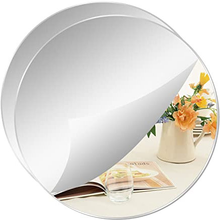 Yxyaolee 30cm*2,5 mm Acryl Spiegel Rund Selbstklebend Abnehmbarer Spiegelfliesen Selbstklebend,DIY Wandspiegel Dekospiegel,für Zuhause,Schlafzimmer,Wohnzimmer,Heimdekoration(2 Stück)