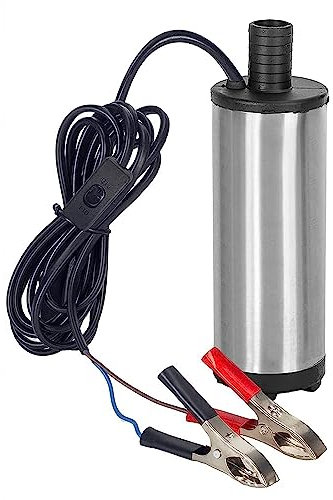 Bomba de aceite diesel DC 12V 51mm Bombas sumergibles, Bomba de combustible inoxidable 30L/min Bomba eléctrica de transferencia, Bomba sumergible de aceite diesel para coche, barco (plateado)