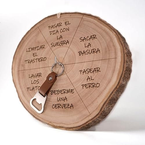 Abrebotellas cerveza | Ruleta Madera | Abridor de Botellas Juego | Llavero Abrebotellas Regalo Original para Abuelo, Padre, Hermano, Amigo