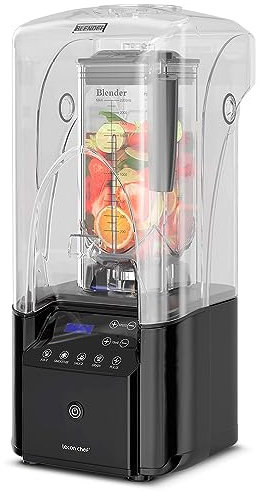 Lecon Chef - 2200W Commercial Silent Shield Blender, Professional Industrial Blender, Black, 2.2L/72oz, BPA Free for Crushing Ice, Smoothies and Smoothies for Kitchen