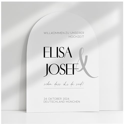 Willkommensschild Acrylglas | 5mm stark | Weiß Matt personalisiert - Made in Germany - Welcome Willkommen Schild für Hochzeit (45x30cm)
