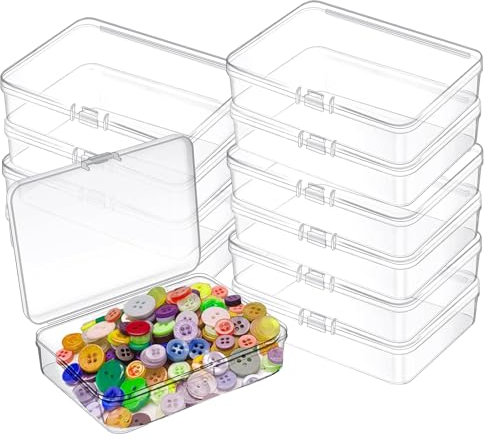 suaywo 12 Stück Durchsichtige Kleine Aufbewahrungsbox Plastik Mini Aufbewahrungsbox Rechteckige Aufbewahrungsbox Mit Deckel Klein, für Andere Bastelzubehör, Pillen, Kleine Perlen, Schrauben