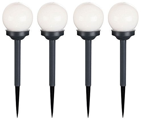 GLOBO Solarkugel Erdspieß Steckllampe Außen Kugel Gartenlampe Deko Erdspieß, Kunststoff, 1x LED, DxH 10x39 cm, 4er Set