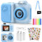Camara Fotos Infantil Instantanea, 2,4'' Cámara Digital con Cámara Dual, 24MP/1080P HD Video Cámara, Tarjeta 32GB, 5 Rollos Papel de Impresión, Regalos Juguete para Niños y Niñas de 3-12 Años Azul