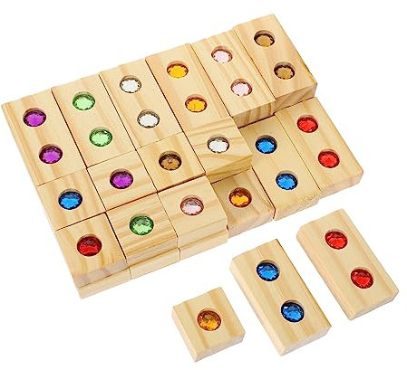 JOINPAYA 1 Set Wooden Rainbow Blocks Pyramid Stacking Blocks Montessori Stacking Toy Rainbow Sensory Toy Educational Toys Rainbow Stacking Blocks Stacker Blocks Rainbow Gem Cubes Acrylic