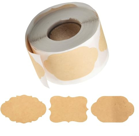 UrbanHui Braune Vintage-Blanko-Kraft-Aufkleber, dekorative Etiketten für Gläser, Flaschen, Geschenke, Zuhause, Büro, Aufbewahrung, Organisation, selbstklebende Papieretiketten (2)