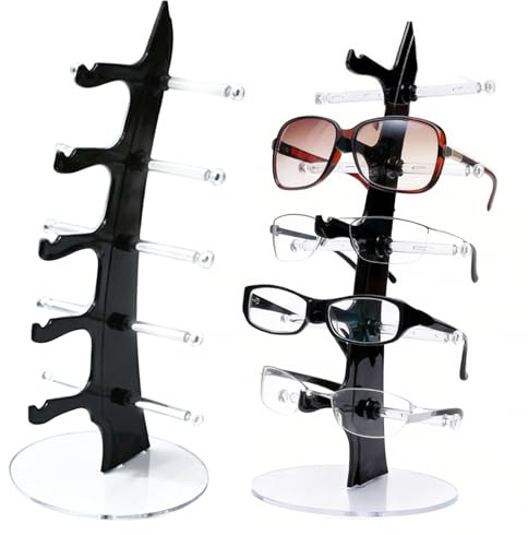 RFYTDCF 2 Stück Brillenhalter, 35 x16cm Brillenablage für 5 Brillen Sonnenbrillen Ausstellungsstand Brillenständer für Mehrere Brillen Storage Rack zur Aufbewahrung und Präsen