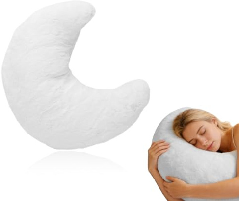 RANJIMA Kuschelkissen, Mond Form Bodenkissen Kuschelkissen Stern Flauschiges Dekokissen Kissen Wolkenform Kissen Stoff Plüschkissen für Sofa Bett Stuhl Dekoration Geschenke für Mädchen und Frau, Weiß